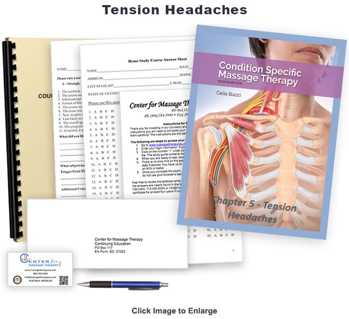 The NCBTMB approved 1 CE hour Tension Headaches online/home study course will introduce you to treating clients with symptoms of tension headaches.